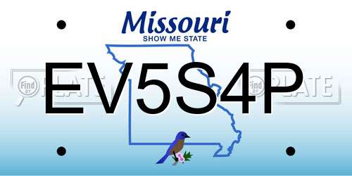 EV5S4P Missouri License Plate