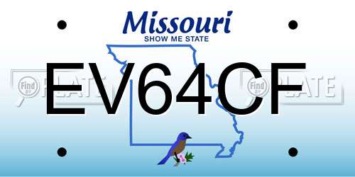 EV64CF Missouri License Plate