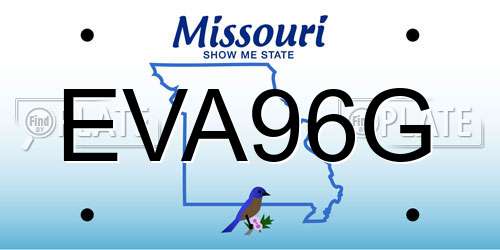 EVA96G Missouri License Plate