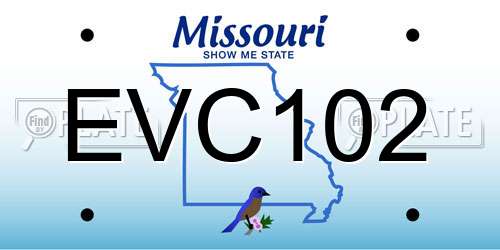 EVC102 Missouri License Plate