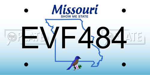 EVF484 Missouri License Plate