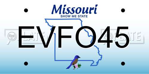 EVFO45 Missouri License Plate