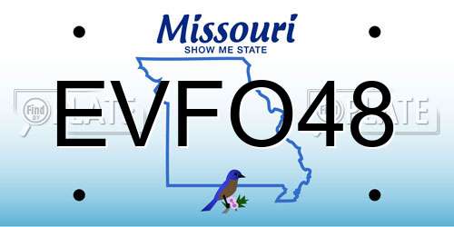EVFO48 Missouri License Plate