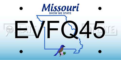 EVFQ45 Missouri License Plate