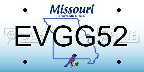 EVGG52 Missouri License Plate