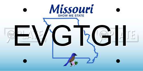 EVGTGII Missouri License Plate