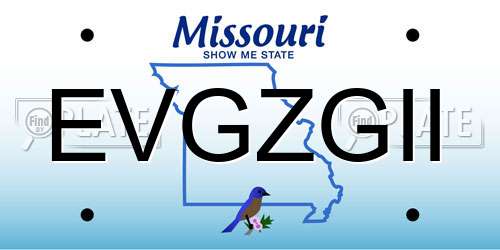 EVGZGII Missouri License Plate
