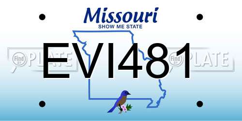 EVI481 Missouri License Plate