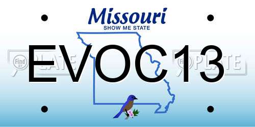 EVOC13 Missouri License Plate