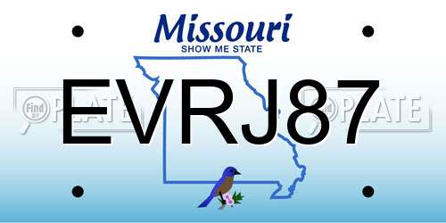 EVRJ87 Missouri License Plate