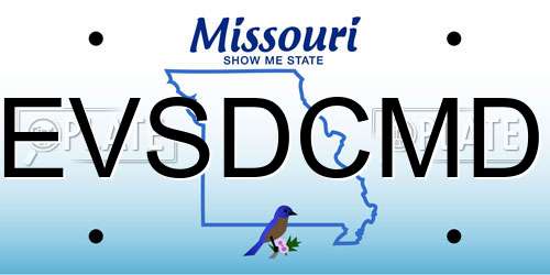 EVSDCMD Missouri License Plate