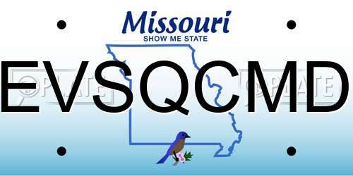 EVSQCMD Missouri License Plate