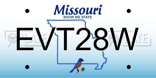 EVT28W Missouri License Plate