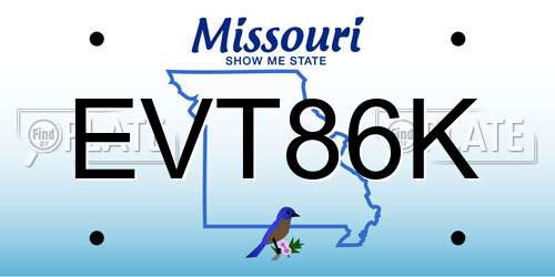 EVT86K Missouri License Plate