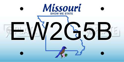 EW2G5B Missouri License Plate