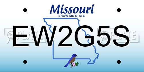 EW2G5S Missouri License Plate