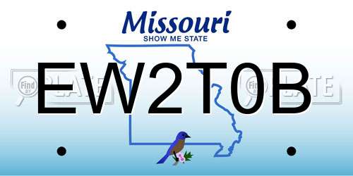 EW2T0B Missouri License Plate