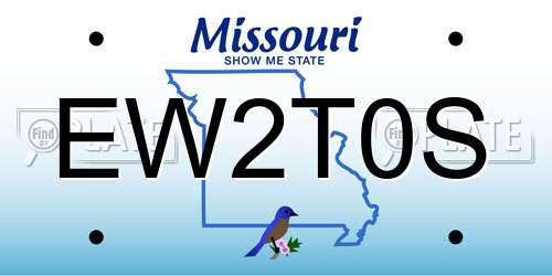 EW2T0S Missouri License Plate