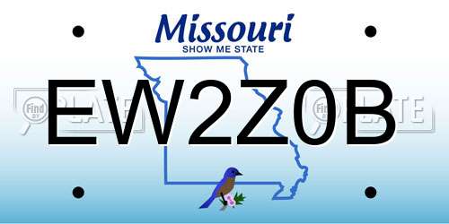 EW2Z0B Missouri License Plate