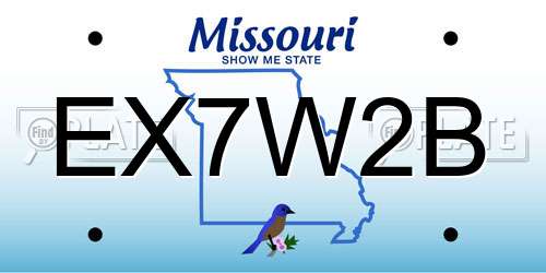 EX7W2B Missouri License Plate