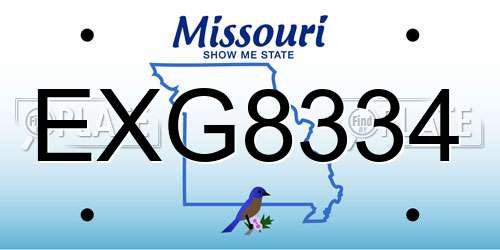 EXG8334 Missouri License Plate