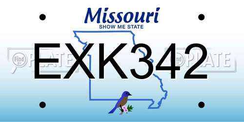 EXK342 Missouri License Plate