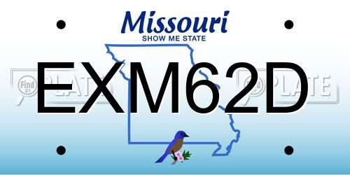 EXM62D Missouri License Plate