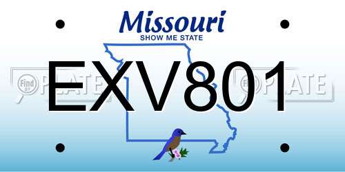 EXV801 Missouri License Plate