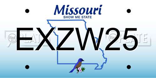 EXZW25 Missouri License Plate