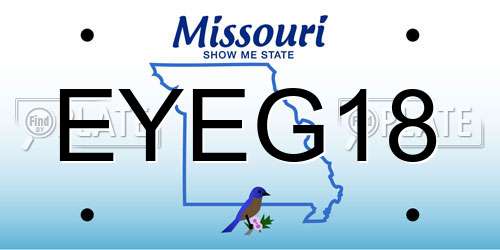 EYEG18 Missouri License Plate