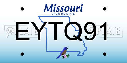 EYTQ91 Missouri License Plate