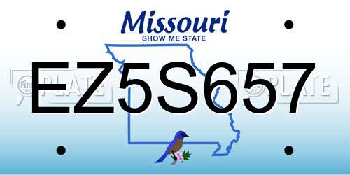 EZ5S657 Missouri License Plate