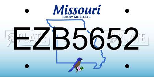 EZB5652 Missouri License Plate
