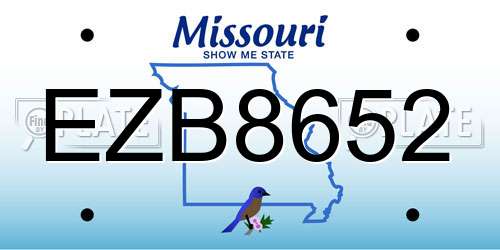 EZB8652 Missouri License Plate