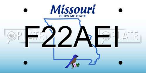 F22AEI Missouri License Plate