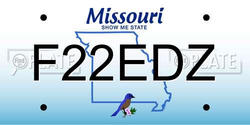 F22EDZ Missouri License Plate