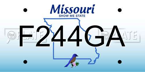 F244GA Missouri License Plate