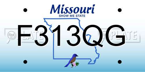 F313QG Missouri License Plate