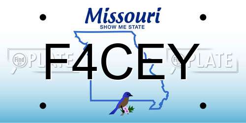 F4CEY Missouri License Plate