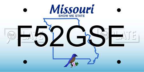 F52GSE Missouri License Plate