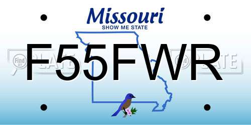 F55FWR Missouri License Plate