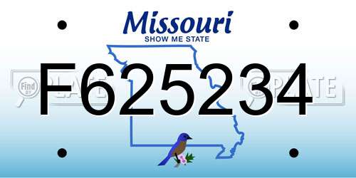 F625234 Missouri License Plate