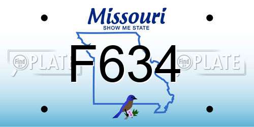 F634 Missouri License Plate