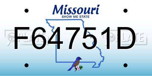 F64751D Missouri License Plate