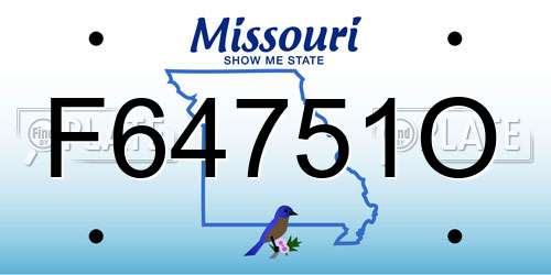 F64751O Missouri License Plate