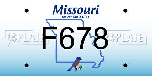 F678 Missouri License Plate