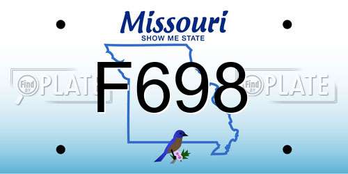 F698 Missouri License Plate