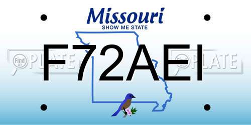 F72AEI Missouri License Plate