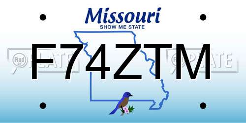 F74ZTM Missouri License Plate