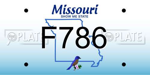 F786 Missouri License Plate